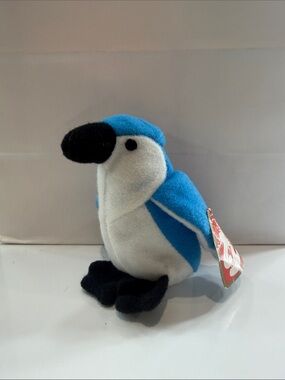 Valuable Ty Blue White and Black Plush Parrot Toy